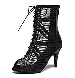 MINITOO Damen Latin Standard Tanzschuhe Mesh Abend Sandalen Stiefeletten Sommer...