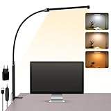 Schreibtischlampe LED Klemmbar, Dimmbare Schreibtischlampe mit 3 Farben und 10...