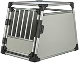 TRIXIE Hunde-Transportbox, Aluminium, M–L: 63 × 65 × 90 cm, hellgrau/silber,...