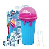 Slushy Maker Becher, Slushie Cup, 500ml Silikon Squeeze Cup mit 2 in 1 Strohhalm...