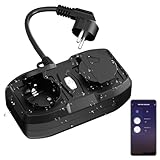 HBN WLAN Steckdose für Außen mit 2 Ausgänge, Smart Außensteckdose, 10A, IP44...