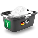 Novaliv 3 Stück Wäschewanne mit 4 Griffen 40L Anthrazit, Wäschebox Set...