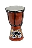 25cm Kinder Djembe Trommel Bongo Drum Holz Bunt Elefant