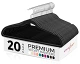 HOUSE DAY Schwarzer Kleiderbügel 20 Stück, Samt Kleiderbügel Rutschfester...