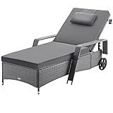 Casaria® Sonnenliege mit Rollen Extra Breit 90cm 7cm Auflage Gartenliege...