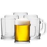 TREND FOR HOME Bierkrug 0,5 Liter Set von 6 mit Handlichem Griff Glaskrug 0,5...