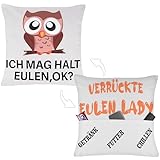 Merclix Eulen Geschenke Kissenbezug 45x45 mit 3 Tasche Eulen Deko Eulen...