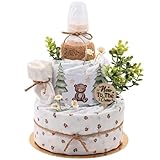 Trend Mama Windeltorte Baby Wald mit Musselintuch, Baby Teeflasche, Spucktuch,...