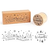 BOOMTOP 2Pcs Weihnachten Stempel Holz Stempel Frohe Weihnachten Motivstempel...