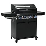 TAINO PLATINUM YAMARA DARK 4+2 Gasgrill Stahl 4 Brenner Keramik Sear-Burner...