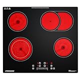 FIREGAS Einbau Cerankochfeld 4 Platten – Glaskeramikkochfeld 59 cm, 7200W, 9...