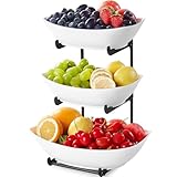 Lifewit Obst Etagere mit 3 Etagen,Obstschalen aus Kunstsoff mit Schwarzem...