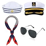 4PCS Kapitänsmütze Zubehör, Kapitäns Kostüm Zubehör, für Karneval...