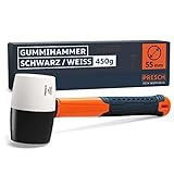 Presch Gummihammer Schwarz/Weiß 450g - Hartgummihammer mit Fiberglasstiel |...