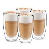 GLASWERK Design Latte Macchiato Gläser doppelwandig (4 x 450ml)Cappuccino...