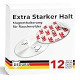 Rauchmelder Magnethalter 12er Set mit extra starken Klebepads - ohne Bohren und...