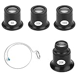 OMIGA 4 Stück Uhrmacherlupe 35x/10x/15x/20x Juwelierlupe Okular mit Lupe...
