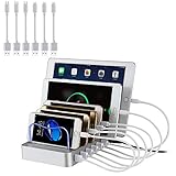 PRITEK USB Ladestation für Mehrere Geräte 6 Port Multi Handy Ladestation USB...