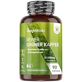 Grüner Kaffee Kapseln 21.000mg - Grüner Kaffeebohnen Extrakt - 90 Kaffeepulver...