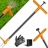KESSER® Unkrautstecher mit Stiel | Unkrautentferner mit T-Griff & Fußpedal |...