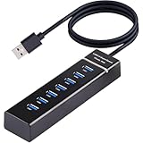 7-Port USB Hub 3.0 mit 120cm Kabel, USB C HUB Multiport Adapter mit 5V 3A Type-C...