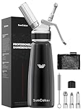 SimCoker Sahnespender 500ml Aluminium, N20 Lachgas Sahnekapseln Erwendet...