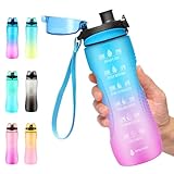 Binudum Trinkflasche Motivations Wasserflasche mit Zeitmarkierung, Sport Tritan...