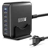285W USB C Ladegerät, PD 100 W + 65 W Schnellladegerät 6 Port Ladestation...