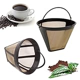 LPAMABA 2 Pcs Kaffeefilter Größe 4 Goldtonfilter Kaffee Dauerfilter Edelstahl...