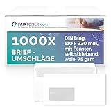 FairToner Briefumschläge DIN lang mit Fenster (1.000 Stück) selbstklebend,...