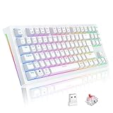 TECURS Mechanische Tastatur - Gaming Tastatur Kabellos Programmierbare 80% TKL...