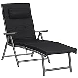 SONGMICS Liegestuhl, Sonnenliege mit 6 cm Dicker Matratze, aus Aluminium,...