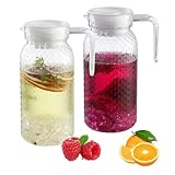 2 Stück 1 Liter Wasserkaraffe mit Deckel, transparente Saftkanne mit Deckel,...