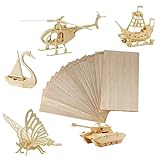 20 Balsaholzplatten (200 x 100 x 1 mm), leichtes Holzplatten-Set für Modellbau,...