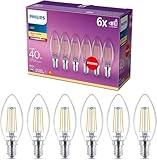 Philips LED Classic E14 Lampen 6-er Pack (40 W), LED Lampen mit warmweißem...