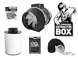 TRAFIKA Extractor KIT 100mm/250m3h Abluftset für Growbox – Rohrventilator...