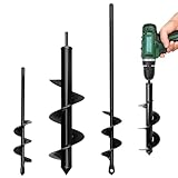 Erdbohrer für Akkuschrauber 6x37cm / 8x30cm / 4x22cm, Gartenbohrer Erdbohrer...