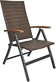 BRUBAKER Polyrattan Gartenstuhl Modena - Hochlehner aus Metall und Poly Rattan...