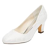 Emily Bridal Brautschuhe Damen Seide wie Satin Stöckel Absatz geschlossene Zehe...