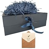 Blau Geschenkbox 33x26x11cm, Geschenkkarton mit Magnetisch Deckel und Schleife...