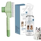 Fellblitz Bürste Katze + Entfilzungsspray Hund & Katze, Fellpflege Spray,...