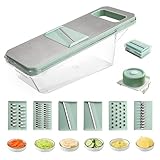 7 in 1 Edelstahl Mandoline Gemüsehobel & Küchenreibe – Gurkenhobel für...