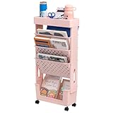DOEWORKS Bücherwagen Klein Bücherregal Rollen Bastelwagen Rollwagen Schmal...