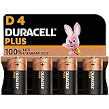 Duracell Plus D Batterien, LR20, 4 Stück, Alkaline Batterien D für...