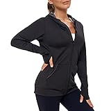 AMZSPORT Damen Laufjacke Sportjacke Langarm Trainingsjacke Sweatjacke mit Tasche...