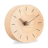 Navaris Analog Holz Tischuhr rund - 11 x 11 x 3,5cm - analoge Deko Tisch Uhr...