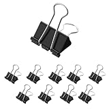 Westcott Foldback Klammern 25mm Schwarz 12 Stück | 12er Pack Metall Klammern...