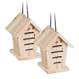 Relaxdays Marienkäferhaus 2X, Marienkäferhotel Garten, zum Aufhängen, Holz...