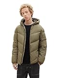 TOM TAILOR Denim Herren 1038858 Puffer-Jacke mit Kapuze, 10415-Dusty Olive...