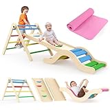Montessori Indoor Spielset: 7-in-1 Klettergerüst mit Rutsche, Bogen & Matte...